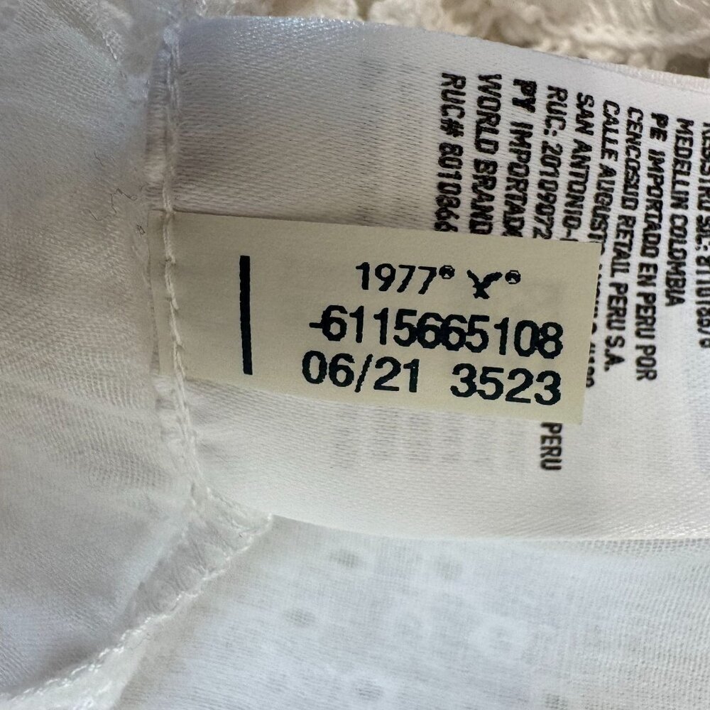 American Eagle White Embroidered Lace Ballon 3/4 Sleeve Peasant Babydoll Blouse - Picture 16 of 16